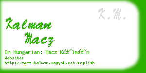 kalman macz business card